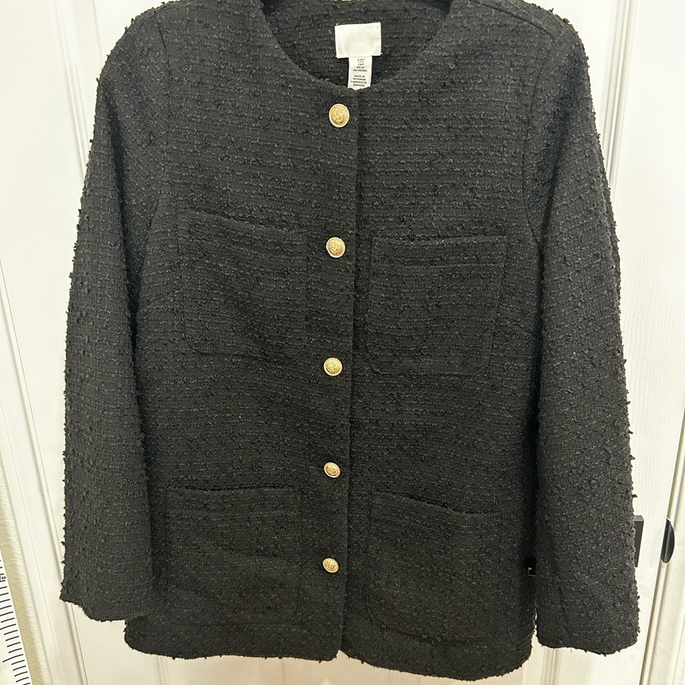 new H&M tweed blazer black